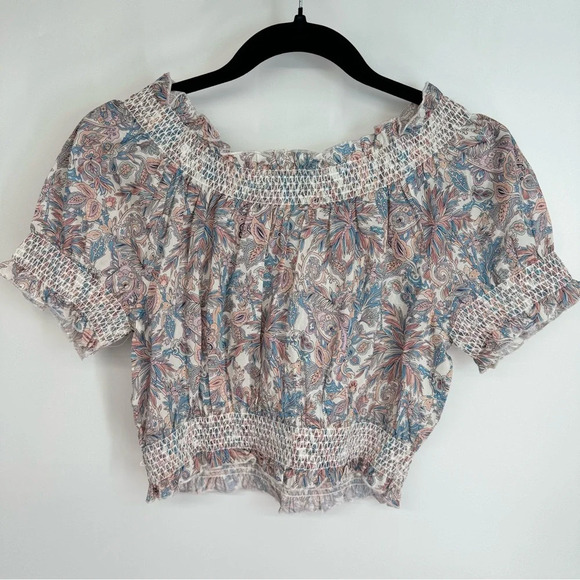 J. Crew Smocked Cotton Cropped Bohemian Cottagecore Top In Liberty Fabric - Picture 4 of 4